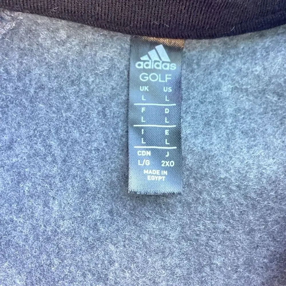 Adidas Men's Gray Fleece Quarter Zip Pullover Top Size‎ L Golf Casual